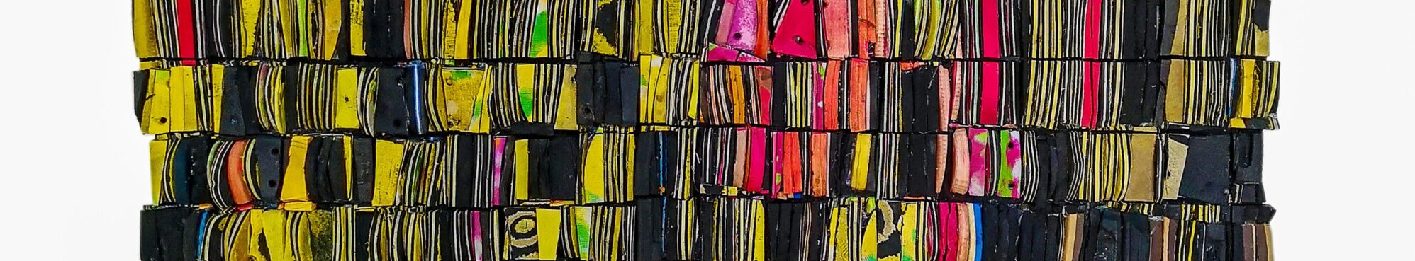 Patrick Tagoe-Turkson - Mpua - 2021 - 124cm H x 119cm W - Found upcycled Flip-flops on suede